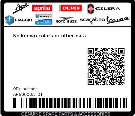 Product image: Aprilia - AP60600AT01 - No known colors or other data  0