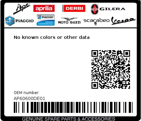 Product image: Aprilia - AP60600DE01 - No known colors or other data  0