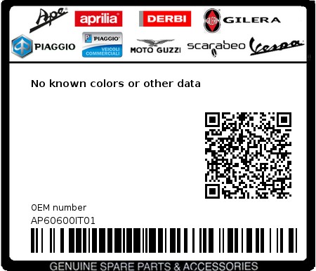 Product image: Aprilia - AP60600IT01 - No known colors or other data  0