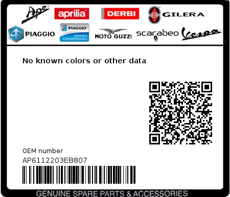 Product image: Aprilia - AP6112203EB807 - No known colors or other data  0