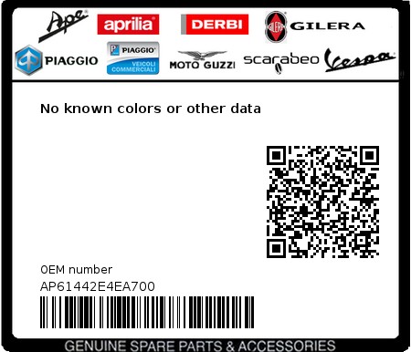 Product image: Aprilia - AP61442E4EA700 - No known colors or other data  0
