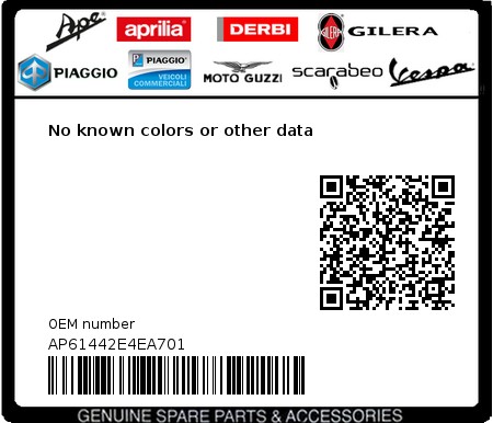 Product image: Aprilia - AP61442E4EA701 - No known colors or other data  0
