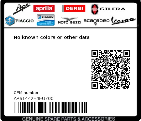 Product image: Aprilia - AP61442E4EU700 - No known colors or other data  0