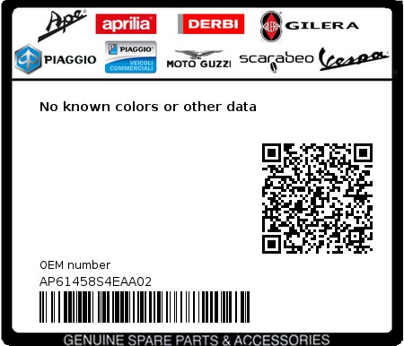 Product image: Aprilia - AP61458S4EAA02 - No known colors or other data  0