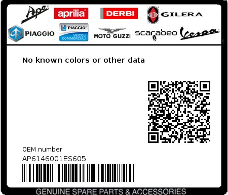 Product image: Aprilia - AP6146001ES605 - No known colors or other data  0