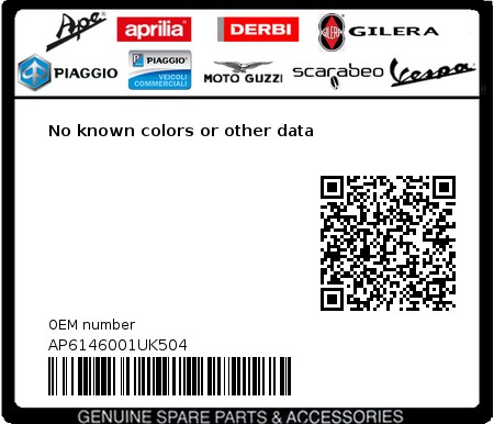 Product image: Aprilia - AP6146001UK504 - No known colors or other data  0