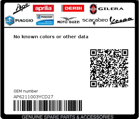 Product image: Aprilia - AP6211003YCD27 - No known colors or other data  0