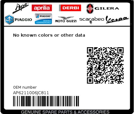 Product image: Aprilia - AP6211006JC811 - No known colors or other data  0