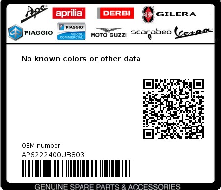 Product image: Aprilia - AP6222400UB803 - No known colors or other data  0