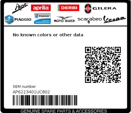 Product image: Aprilia - AP6223401UC802 - No known colors or other data  0