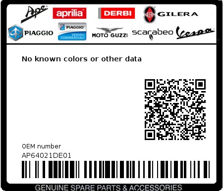 Product image: Aprilia - AP64021DE01 - No known colors or other data  0