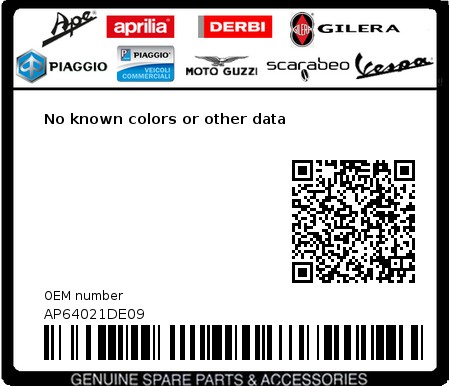 Product image: Aprilia - AP64021DE09 - No known colors or other data  0