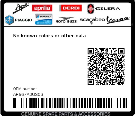 Product image: Aprilia - AP667A0US03 - No known colors or other data  0