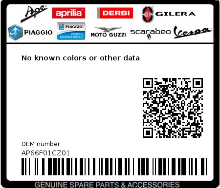 Product image: Aprilia - AP66F01CZ01 - No known colors or other data  0