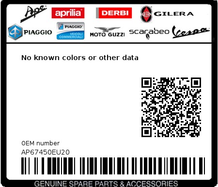 Product image: Aprilia - AP67450EU20 - No known colors or other data  0