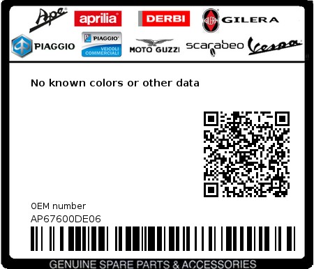 Product image: Aprilia - AP67600DE06 - No known colors or other data  0