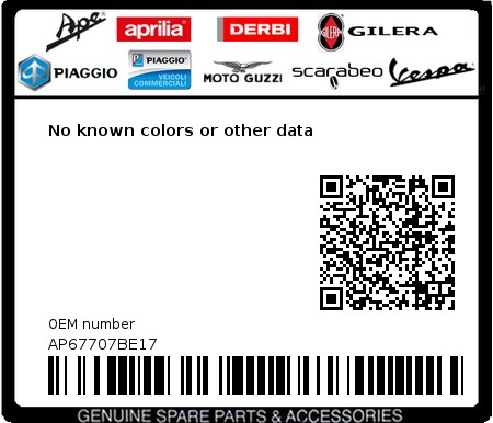 Product image: Aprilia - AP67707BE17 - No known colors or other data  0