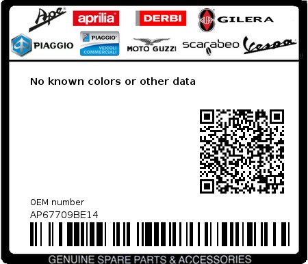 Product image: Aprilia - AP67709BE14 - No known colors or other data  0