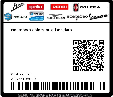 Product image: Aprilia - AP67719AU13 - No known colors or other data  0