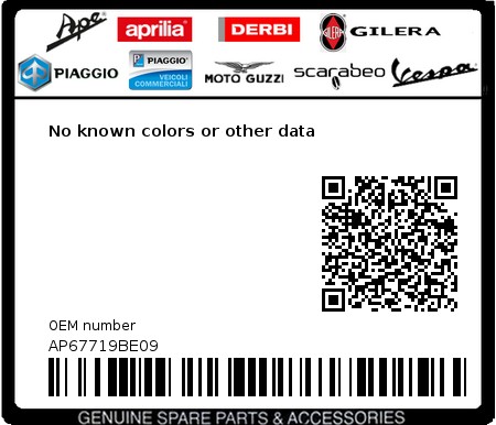 Product image: Aprilia - AP67719BE09 - No known colors or other data  0