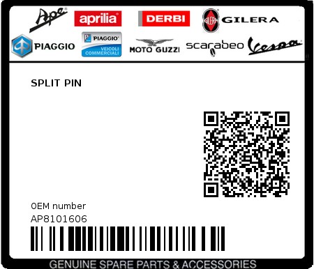 Product image: Aprilia - AP8101606 - SPLIT PIN  0