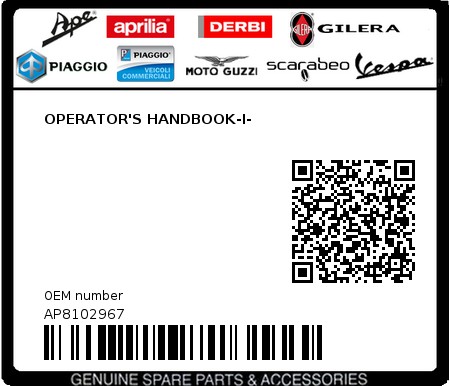 Product image: Aprilia - AP8102967 - OPERATOR'S HANDBOOK-I-  0