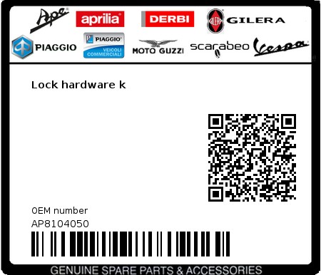 Product image: Aprilia - AP8104050 - Lock hardware k  0