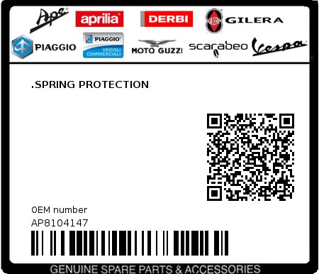 Product image: Aprilia - AP8104147 - .SPRING PROTECTION  0