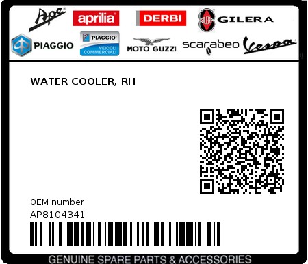 Product image: Aprilia - AP8104341 - WATER COOLER, RH  0