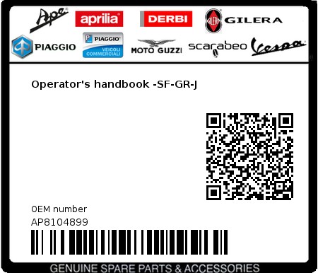 Product image: Aprilia - AP8104899 - Operator's handbook -SF-GR-J  0
