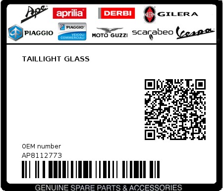 Product image: Aprilia - AP8112773 - TAILLIGHT GLASS  0