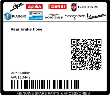 Product image: Aprilia - AP8113442 - Rear brake hose  0