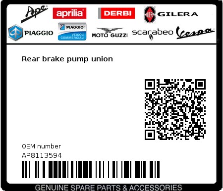 Product image: Aprilia - AP8113594 - Rear brake pump union  0