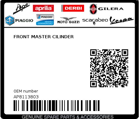 Product image: Aprilia - AP8113803 - FRONT MASTER CILINDER  0