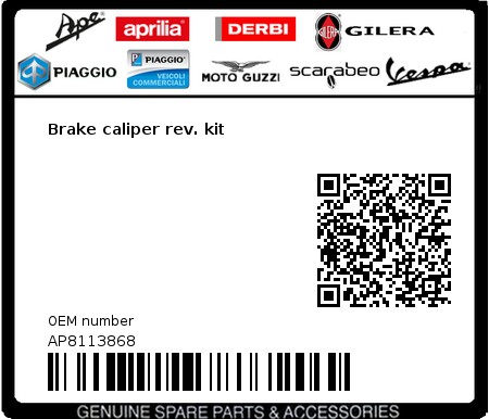 Product image: Aprilia - AP8113868 - Brake caliper rev. kit  0
