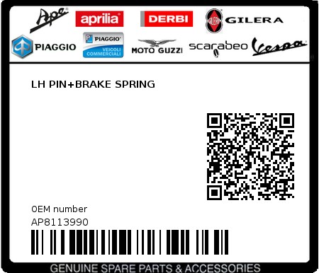 Product image: Aprilia - AP8113990 - LH PIN+BRAKE SPRING  0