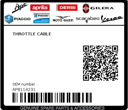 Product image: Aprilia - AP8114231 - THROTTLE CABLE  0