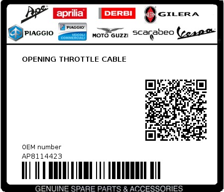 Product image: Aprilia - AP8114423 - OPENING THROTTLE CABLE  0