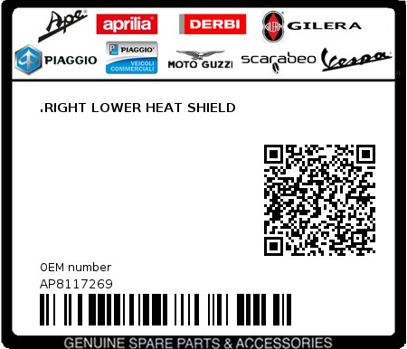 Product image: Aprilia - AP8117269 - .RIGHT LOWER HEAT SHIELD  0