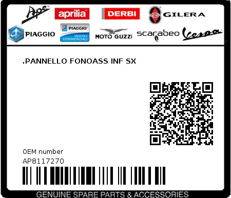Product image: Aprilia - AP8117270 - .PANNELLO FONOASS INF SX  0
