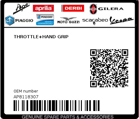 Product image: Aprilia - AP8118307 - THROTTLE+HAND GRIP  0