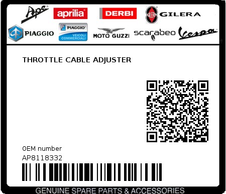 Product image: Aprilia - AP8118332 - THROTTLE CABLE ADJUSTER  0