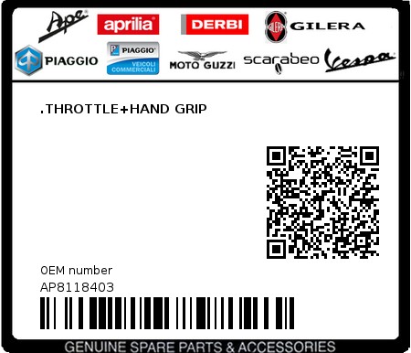 Product image: Aprilia - AP8118403 - .THROTTLE+HAND GRIP  0