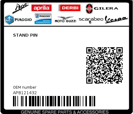 Product image: Aprilia - AP8121432 - STAND PIN  0