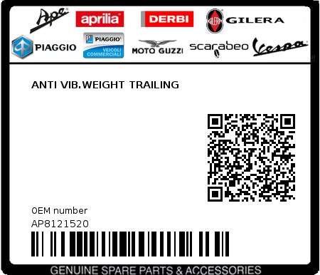 Product image: Aprilia - AP8121520 - ANTI VIB.WEIGHT TRAILING  0