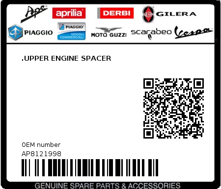 Product image: Aprilia - AP8121998 - .UPPER ENGINE SPACER  0