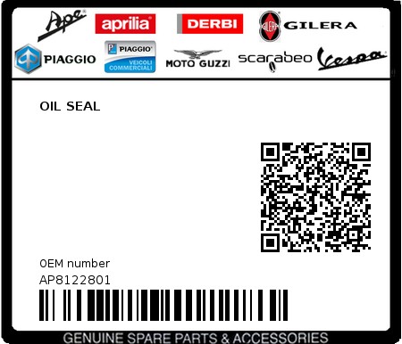 Product image: Aprilia - AP8122801 - OIL SEAL  0