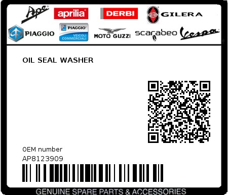 Product image: Aprilia - AP8123909 - OIL SEAL WASHER  0