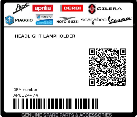 Product image: Aprilia - AP8124474 - .HEADLIGHT LAMPHOLDER  0