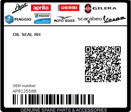 Product image: Aprilia - AP8125588 - OIL SEAL RH  0